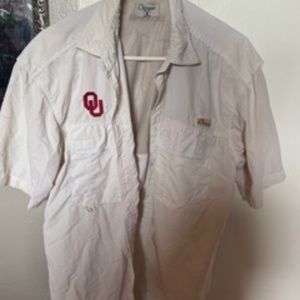 Rare University of Oklahoma OU Sooners Men's M Chiliwear white fishing shirt